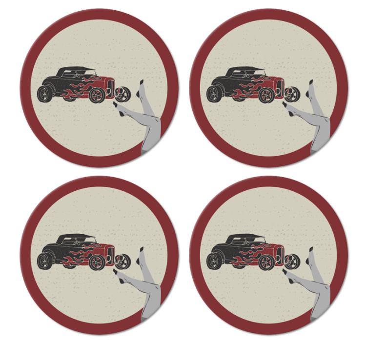 Vintage coaster flaming hot rod - TenStickers