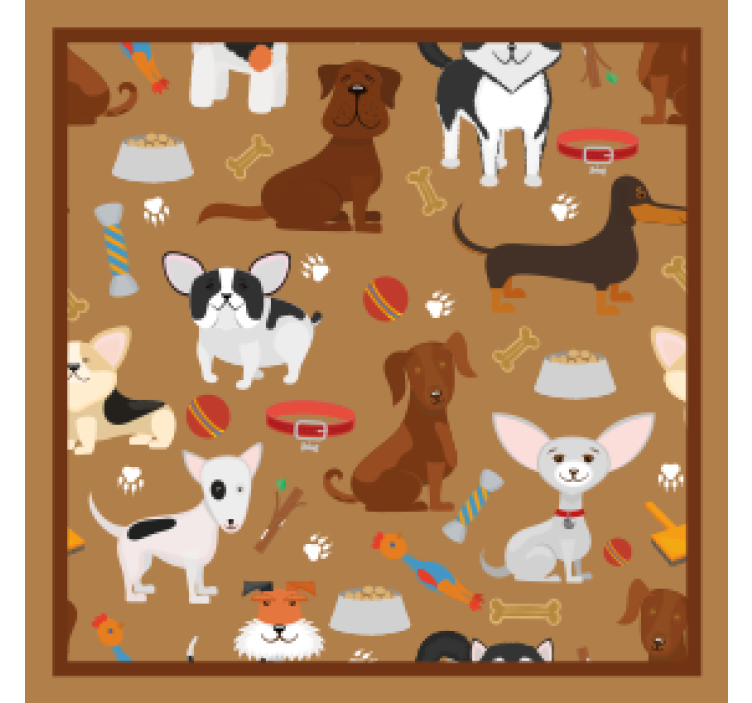 Modern coasters with playful dog artwork - TenStickers