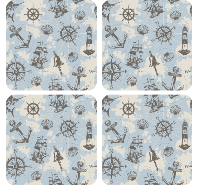 Vintage coaster nautical compass and lighthouses - TenStickers