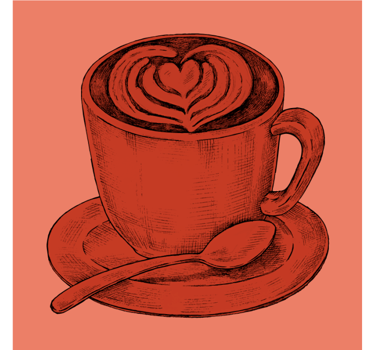 Vintage coaster heart design coffee cup - TenStickers