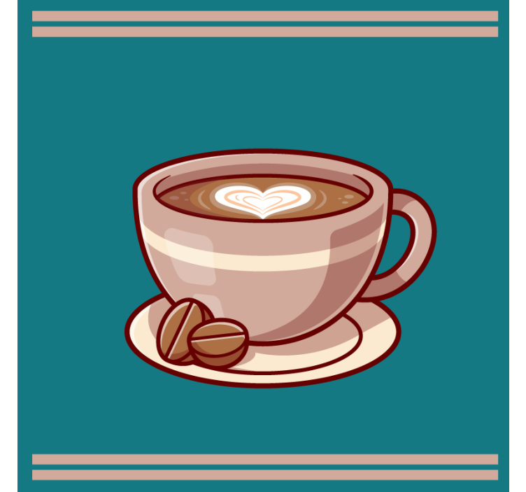 Modern coasters coffee cup with heart design - TenStickers
