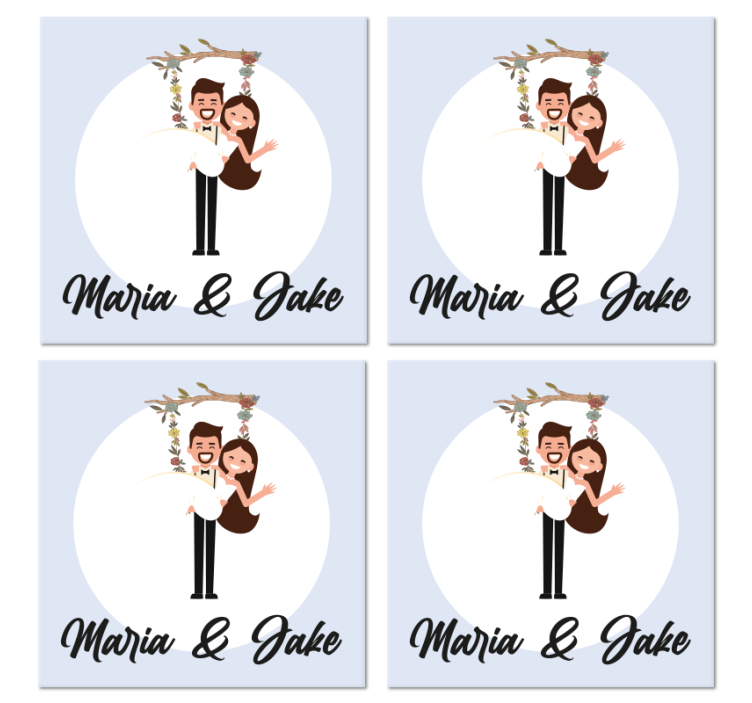 Fiancees with name on a branch wedding coaster - TenStickers