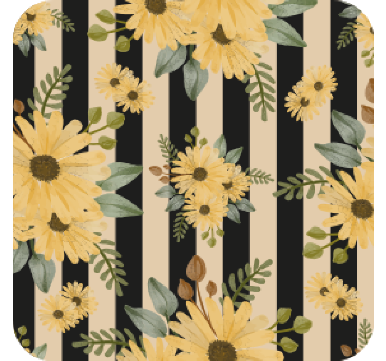 Texture coasters floral striped design - TenStickers