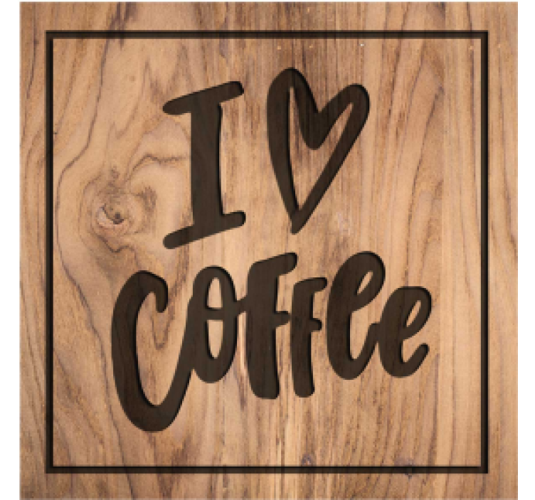 Text coasters coffee love wood sign - TenStickers