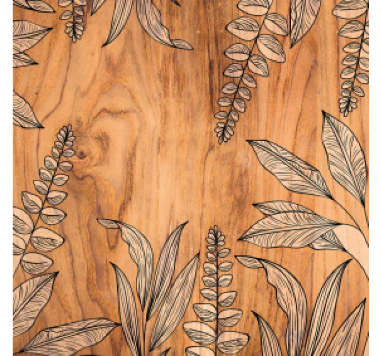 Texture coasters natural wood grain floral design - TenStickers