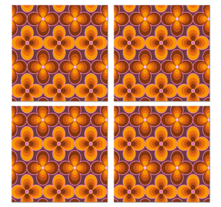 Groovy  flower pattern vintage coasters - TenStickers