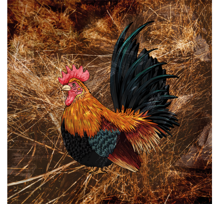 Vintage coaster colorful rooster artwork - TenStickers