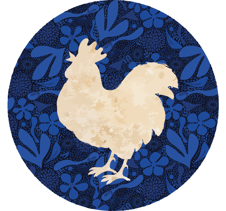 Vintage coaster rooster floral silhouette - TenStickers