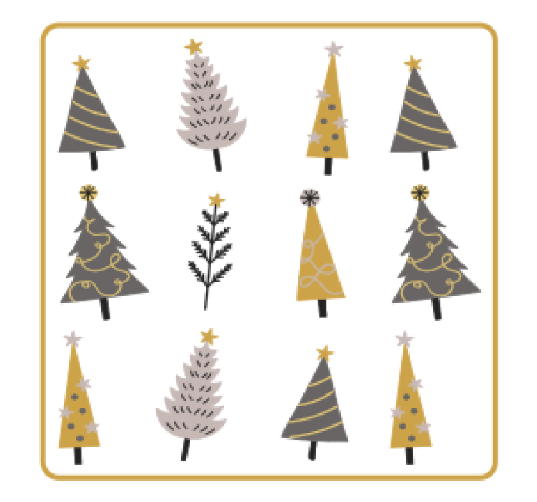Christmas coasters featuring festive christmas trees - TenStickers