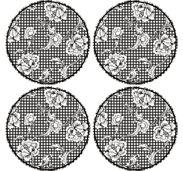 Texture coasters floral gingham design - TenStickers