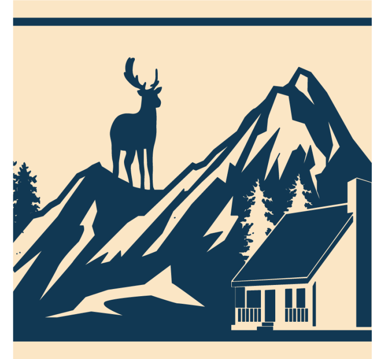 Vintage coaster mountain landscape with stag - TenStickers