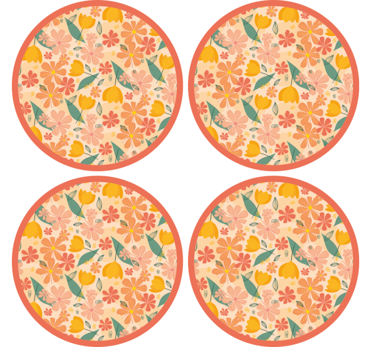 Texture coasters floral patterned round surface - TenStickers