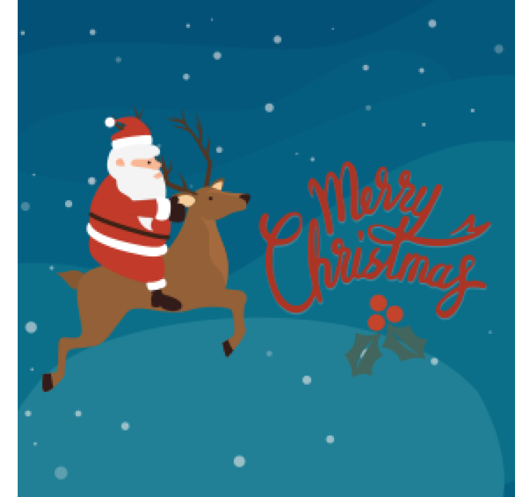 Christmas coasters santa on reindeer - TenStickers