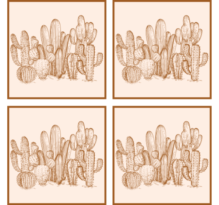 Texture coasters cactus variety illustration - TenStickers