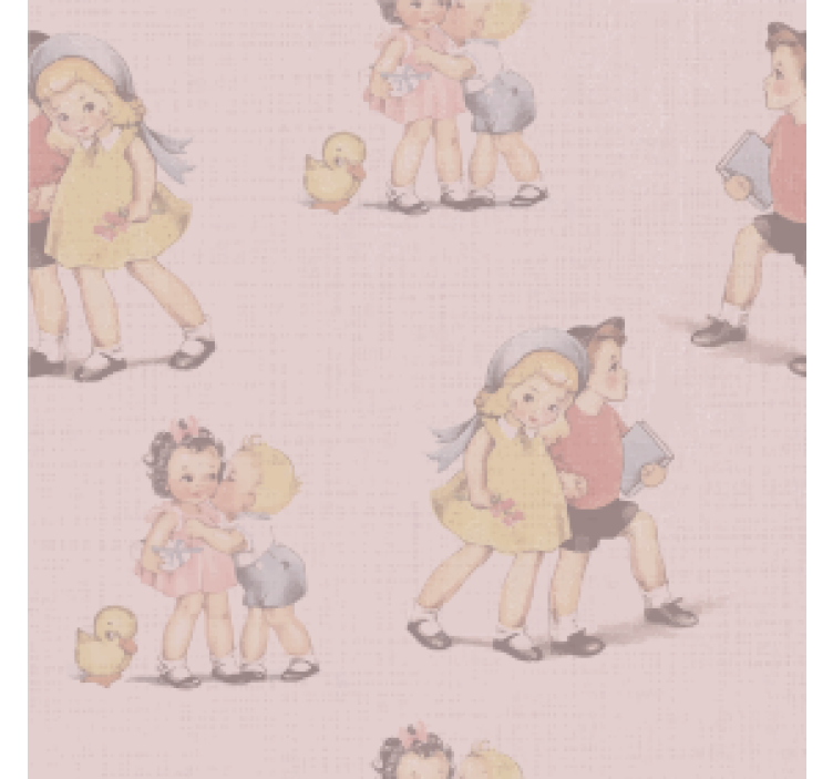 Vintage coaster with whimsical kids artwork - TenStickers