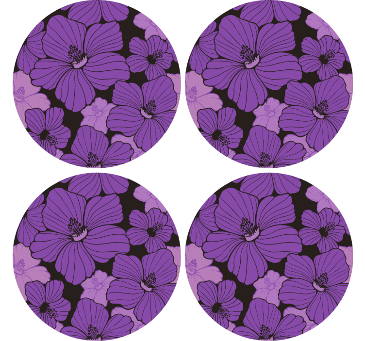 Texture coasters vibrant purple floral design - TenStickers