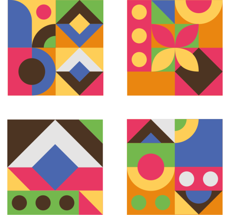 Texture coasters colorful geometric designs - TenStickers