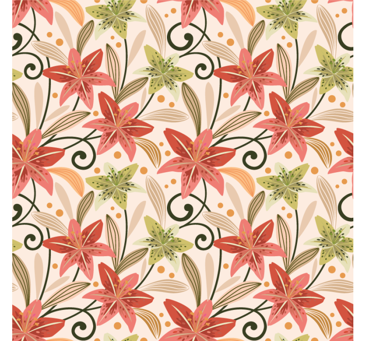 Colourful vintage lilies floral pattern coaster - TenStickers