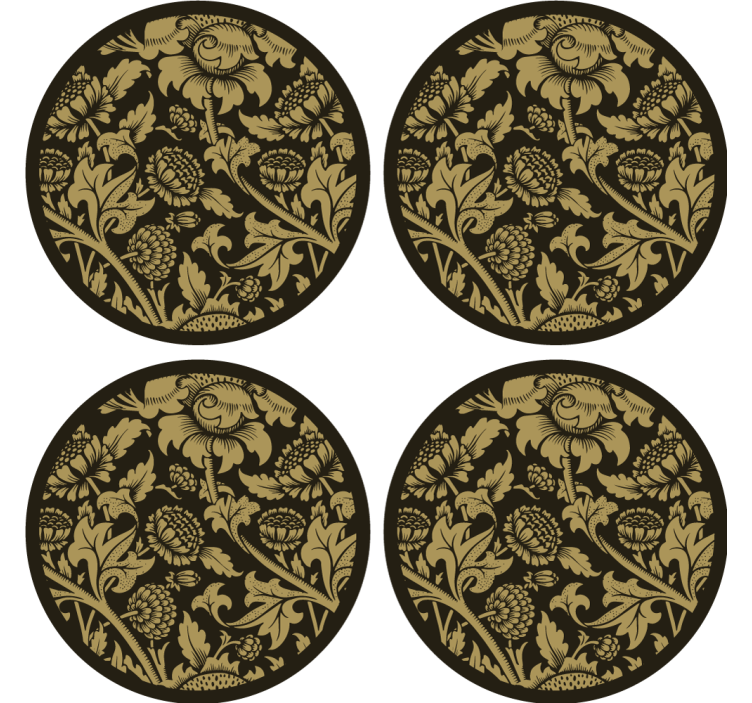Vintage coaster floral gold design - TenStickers