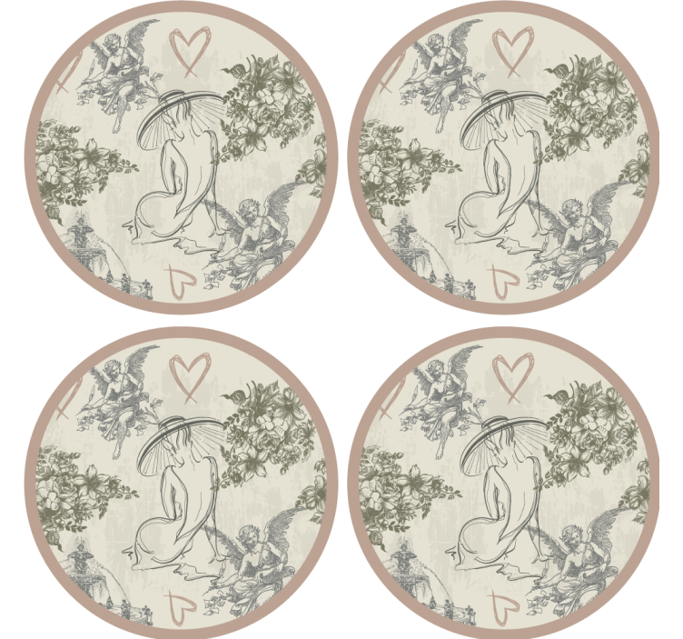 Vintage coaster with elegant floral designs - TenStickers