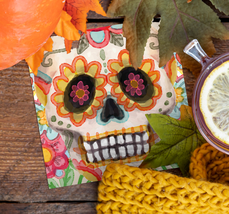 Halloween coasters colorful sugar skull design - TenStickers