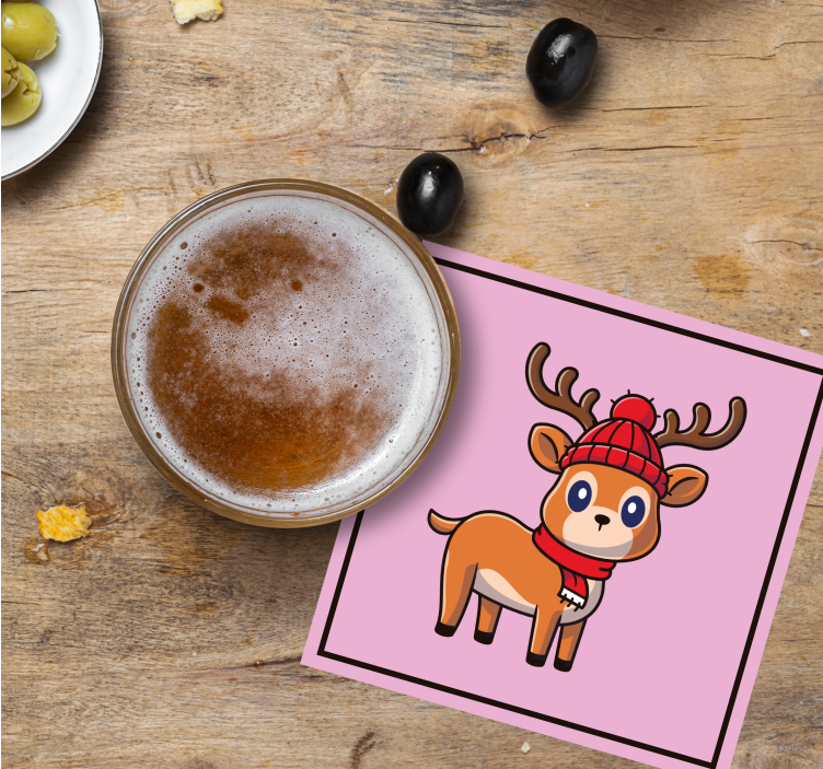 Baby reindeer design name christmas coaster - TenStickers