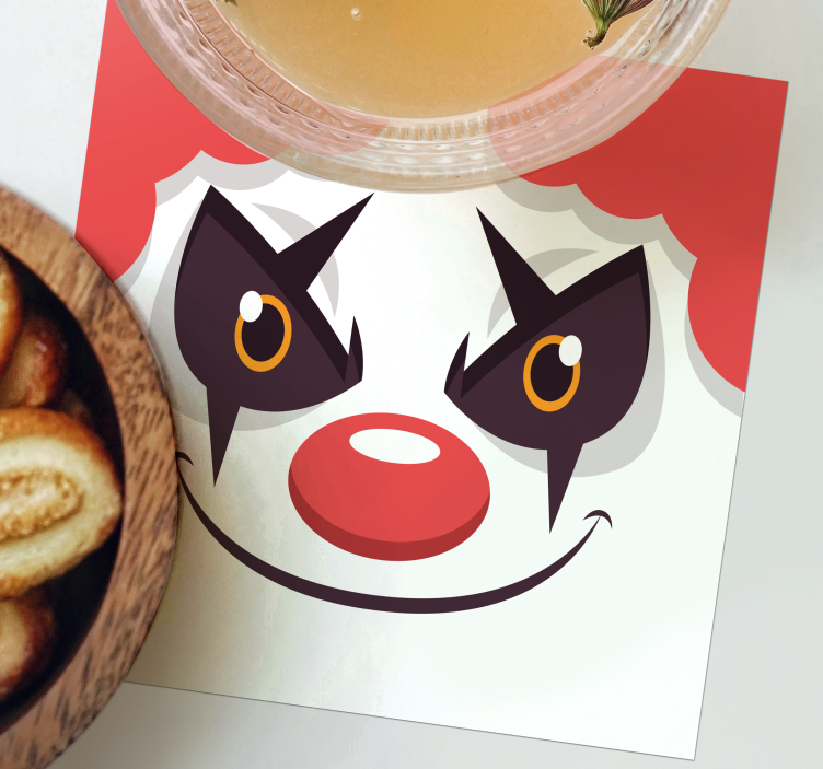 bad clown drawing halloween coaster - TenStickers