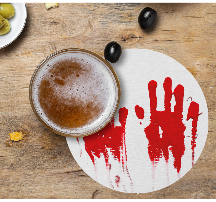 Bloody handprints halloween coaster - TenStickers