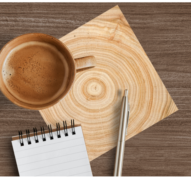 Circular wooden pattern bark tree coaster - TenStickers
