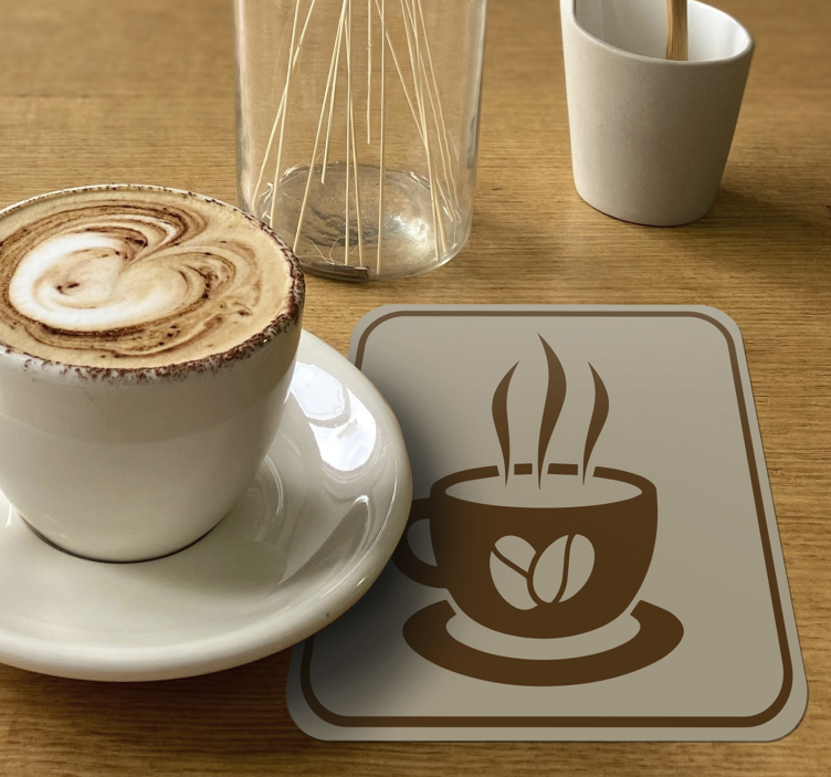 Coffee Cup with Beans vintage coaster - TenStickers