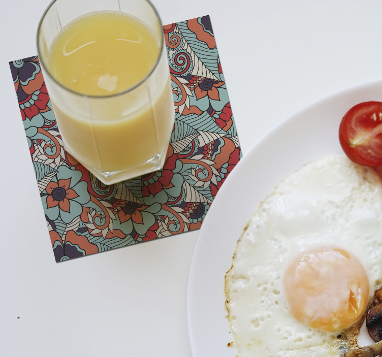 Paisley Print Floral Coaster - TenStickers