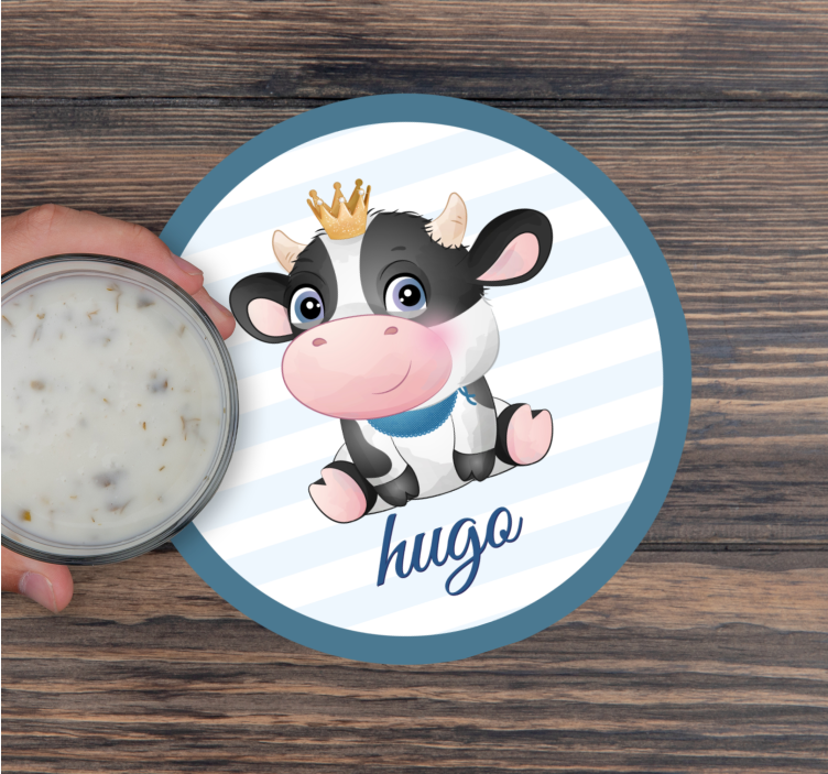 Cute cow for boy with name coasters - TenStickers