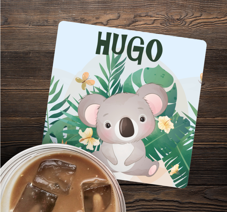 Cute koala for boy with name coasters - TenStickers
