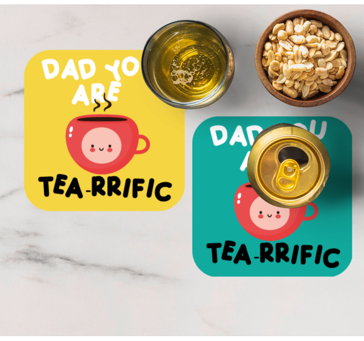 Dad tea funny text coasters - TenStickers