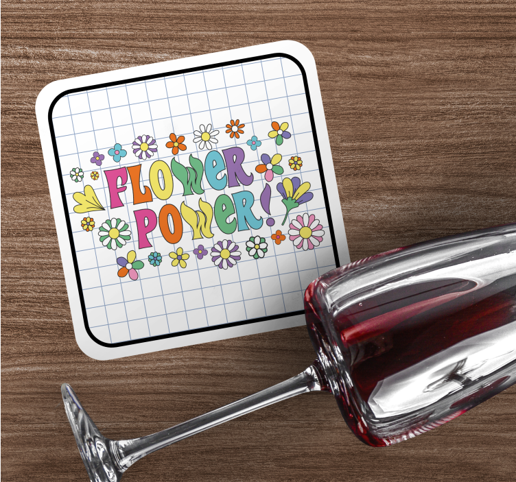Flower power slogan vintage coaster - TenStickers