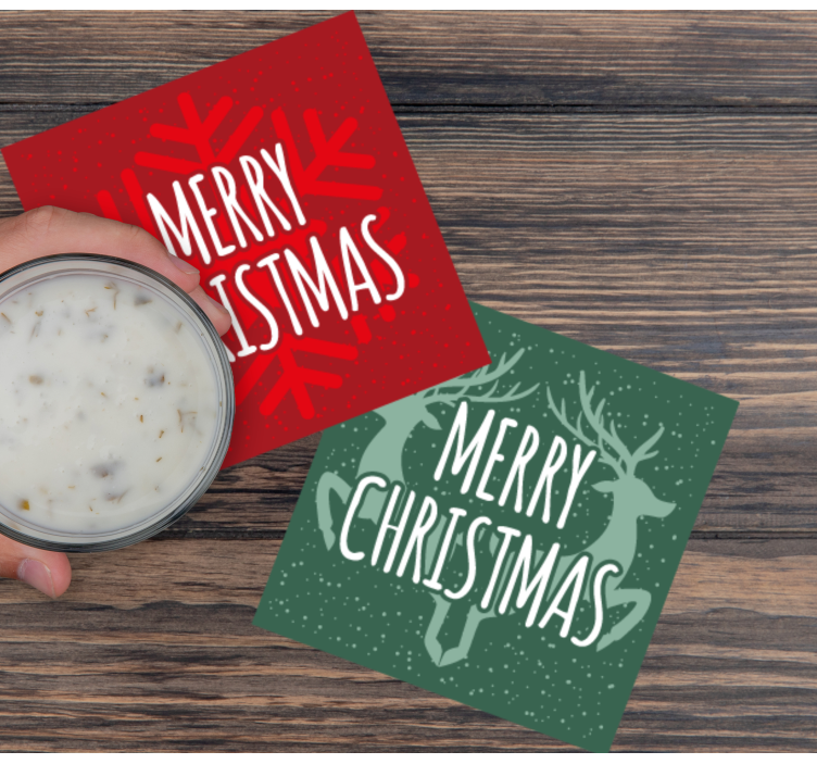 Green and red patterns Christmas coasters - TenStickers