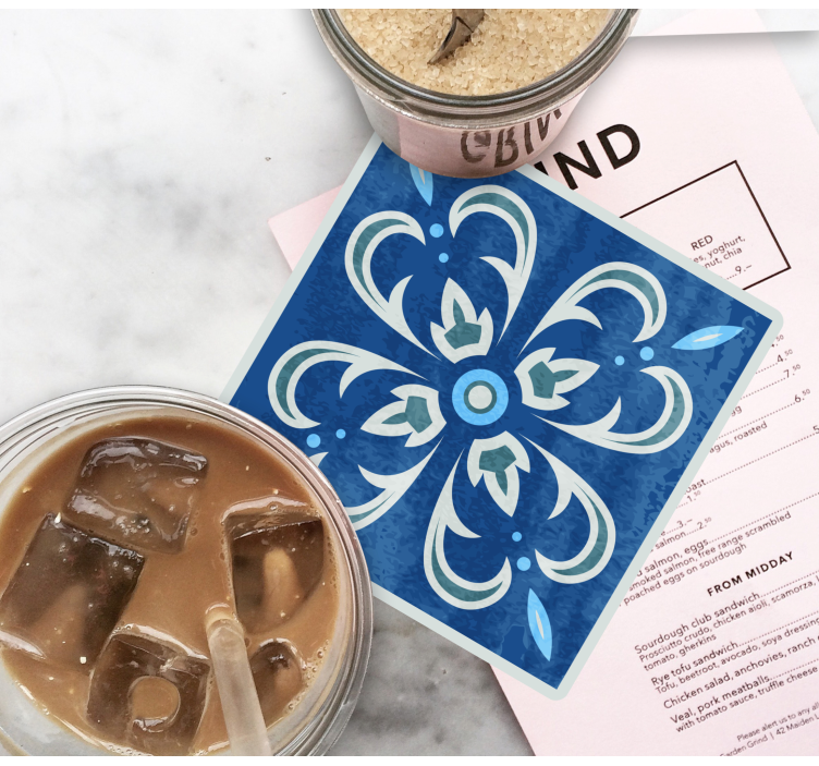 Moroccan blue tile coasters - TenStickers