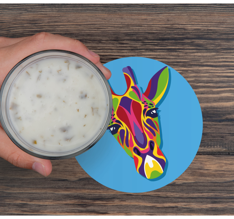Multicoloured giraffe painting modern coaster - TenStickers