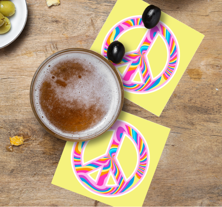 Psychedelic peace symbol vintage coaster - TenStickers