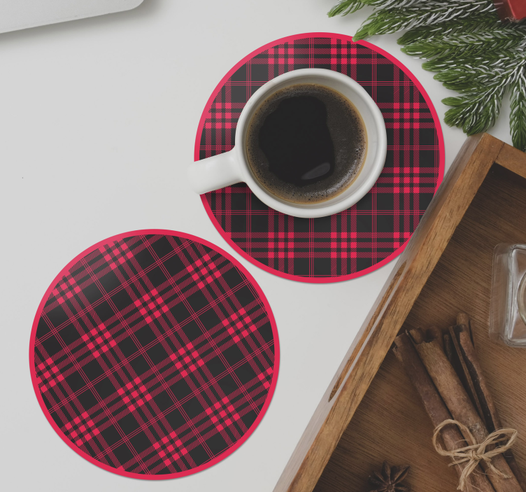 Red Black Plaid Pattern texture coasters - TenStickers