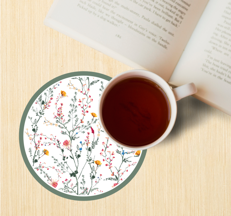 Thin minimalistic garden flowers modern coaster - TenStickers