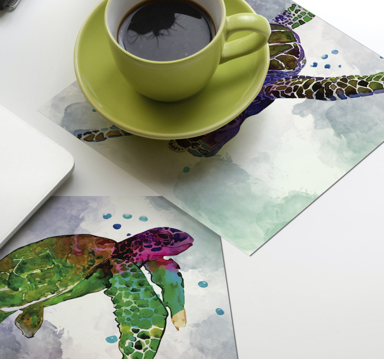Vintage coaster colorful sea turtles - TenStickers