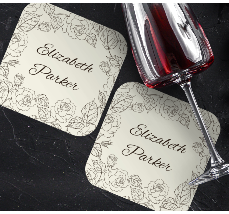 Vintage roses personalised coasters - TenStickers