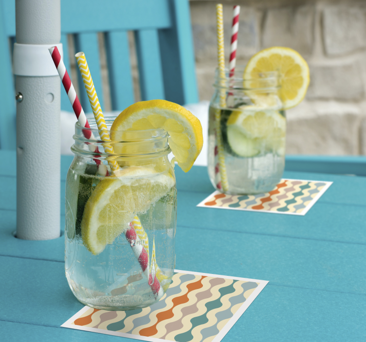 Wavy multicolour pattern vintage coaster - TenStickers