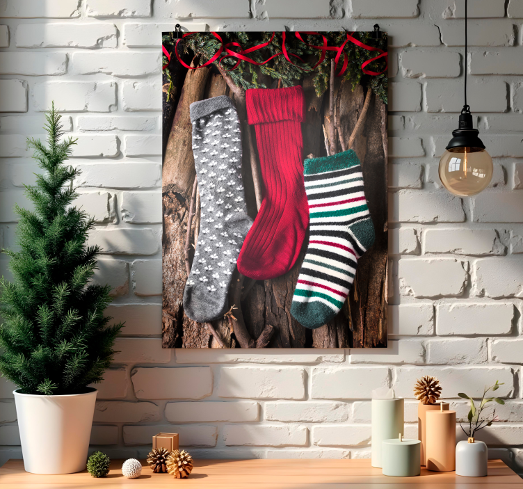 Christmas poster with cozy socks design - TenStickers