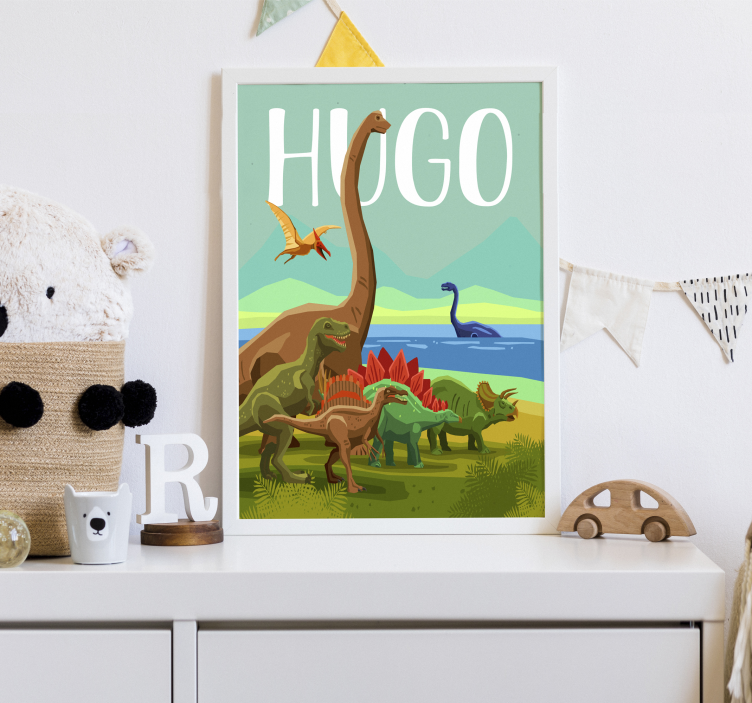Dinosaur custom name  poster - TenStickers