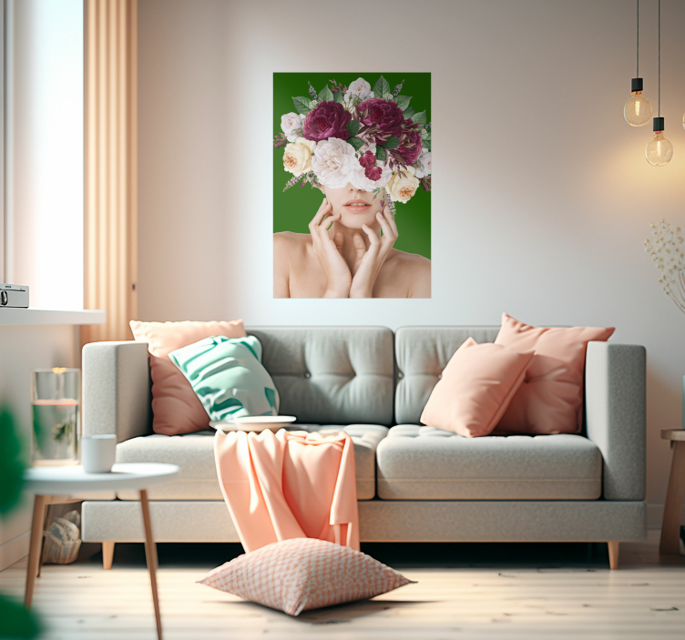 Floral Woman Woman with Floral Design flower poster - TenStickers