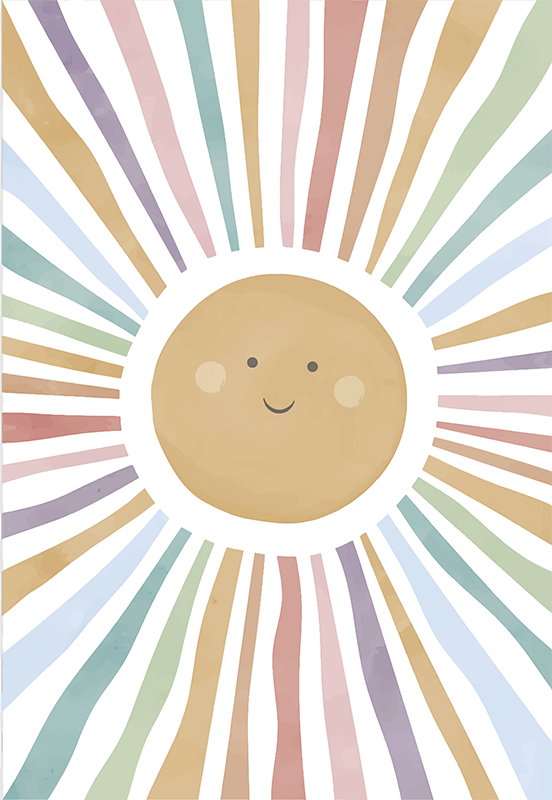 Nursery poster featuring the cheerful sun - TenStickers