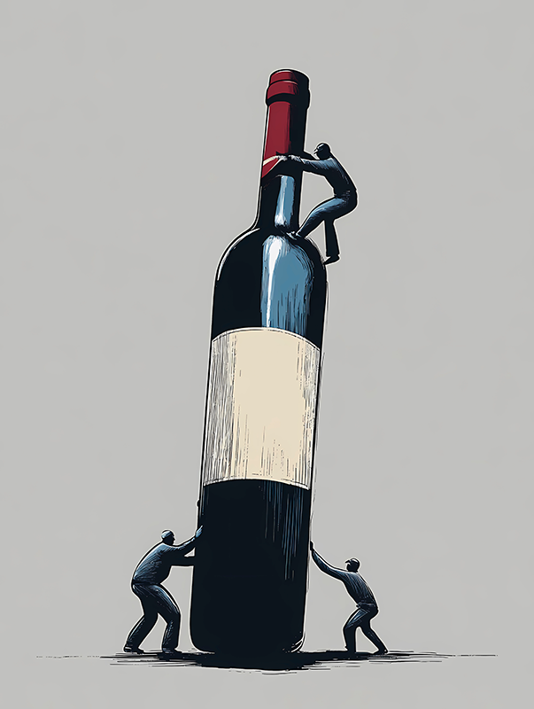 working on a bottle of wine abstract poster - TenStickers