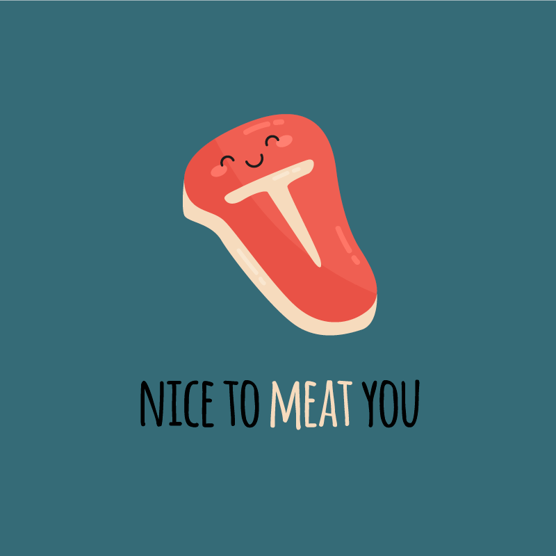 Kitchen poster nice to meat you food puns - TenStickers